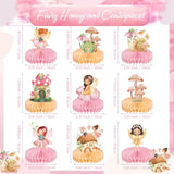 9 Pcs Fairy Party Decorations Fairies Honeycomb Centerpieces First Birthday Baby Shower Table Decor 3D Fairyland Mushroom Frog Paper Centerpieces For Home Forest Wonderland Supplies
