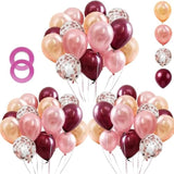Rose Gold Balloons Burgundy Balloons Kit, 62Pcs Burgundy Rose Gold Confetti Latex Balloons For Women Girl Baby Shower Wedding Birthday Party Decorations, 12 Inch