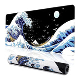 Gaming Mouse Pad For Desk,Large Wave Mousepad Laptop,Black Japanese Anime Mouse Mat,Long Xxl Waterproof Keyboard Pads,Big Nonslip Mousepads For Game Office Home?31.5 X 11.9 In?