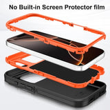 Heavy Duty Shockproof Dropproof 3-Layer Full Body Protection Military Grade Rugged Tough Non-Slip Cover Case for Apple iPhone 17 Pro 6.3",Black/Orange