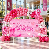 Breast Cancer Awareness Decorations,152PCS Breast Cancer Awareness Decorations Balloon Garland Arch Kit with Pink Ribbon Balloons and Large Backdrop Banner