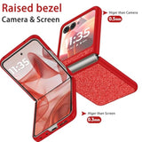 Glitter Motorola Razr 2024 Case, Luxury Protective Phone Case For Motorola Razr 50, Red