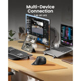 Ergonomic Mouse, Em11 Nl Bluetooth Rechargeable Wireless Vertical Mouse, 3 Multidevice Connectivity For Computer/Pc/Laptop, 2.4Ghz Optical Mice For Windows, Mac Os, Black