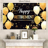 Retirement Party Decoration, 73x43'' Retirement Banner, Black Gold