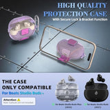 Beats Studio Buds Plus Case Cover with Secure Lock & Phone Stand, Shockpoof Protection Clear Case for Beats Studio Buds Buds + Earbuds with Cleaner Kit/Keychain (Clear Purple)