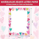 60Pcs Valentine Stationery Paper Love Heart Border Letterhead Decor Letter Writing Paper For Notes Greeting Cards Wedding Anniversary Invitation Office School Printing, 8.5 X 11 Inch