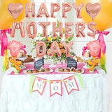 Mother's Day Balloons Rose Gold Happy Mothers Day Balloons Banner Heart Balloon Pink Rose Balloon for Mother's Birthday Theme Party Decorations & Gifts for Mom - 19 Pcs