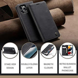 Leather Case Wallet For Iphone 13 Pro Max, Folding Flip Case With Magnetic Kickstand, Card Slot, Protective Cover For Iphone 13 Pro Max 6.7 Inch Black