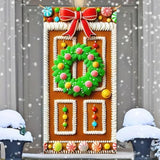Christmas Gingerbread House Party Decorations, Gingerbread House Door Cover Banner And Welcome Christmas Porch Sign Hanging Banner For Winter Christmas Party Supplies Indoor Outdoor 71 X 35