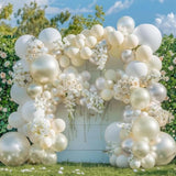 Double Stuffed Pearl White Balloon Garland Kit – Cream & Ivory Balloons for Weddings Parties