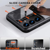 Designed For Samsung Galaxy S25 Ultra Case With Slide Camera Cover, Clear Slim Fit Shockproof Protective Camera Cover Protection Phone Case For S25 Ultra 5G 6.8 Inch 2025(Clear Black)