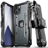 VENA vArmor Rugged Case Compatible with Apple iPhone 12 Pro Max (6.7"-inch), (Military Grade Drop Protection) Heavy Duty Holster Belt Clip Cover with Kickstand - Space Gray
