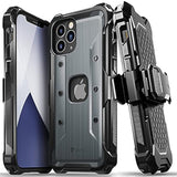 VENA vArmor Rugged Case Compatible with Apple iPhone 12 Pro Max (6.7"-inch), (Military Grade Drop Protection) Heavy Duty Holster Belt Clip Cover with Kickstand - Space Gray