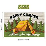 Camping Themed Party Decorations Happy Camper Banner Backdrop 5.9 X 3.6 Ft, Outdoor/Indoor Family Camp Gatherings Decor Forest Campfire Photo Background Camping Birthday Party Supplies