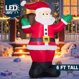 6 Ft Christmas Inflatable Santa With Gift Bag, Blow Up Xmas Inflatable Decorations With Build In Leds For Christmas Deco