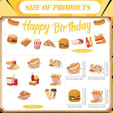 Fast Food Birthday Party Decorations, 10Pcs Glitter Happy Birthday Banner And Hanging Swirls Decoration Pizza Hamburger Hot Dog Decor French Fries Popcorn Donuts Themed Party Supplies