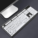 Large Print Keyboard, 104 Keys Wired Usb High Contrast Keyboard With Oversized Print Letters For Visually Impaired Low Vision Individuals(Black)
