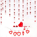 Rose-Gold Pink Burgundy-Red Party-Decorations Garland - 52Ft Heart Paper Streamers Banner, Valentines Mothers Day Bachelorette Bridal Shower Engagement Wedding Hanging Decoration