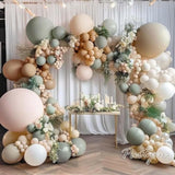 105pcs Dusty Green Nude Balloon Garland Kit for Baby Shower & Parties