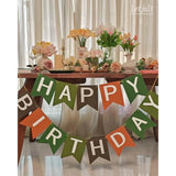 Brown Happy Birthday Banner Handmade Garland 13Pcs Tropical Football Party Decor