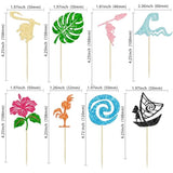 32Pcs Moana Inspired Cupcake Toppers Glitter Palm Leaf Flower Cupcake Picks Tropical Hawaiian Luau Theme Cake Decorations For Baby Shower Birthday Party Cake Supplies Multi