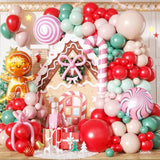 Christmas Balloon Arch Kit with Red, Green, Macaron, and Foil Candy Balloons