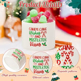 Christmas Candy Dish Mini Ceramic Bowl, Merry Xmas Candy Cane Wishes Tiered Tray Decor, Winter Berry Leaves Sweets Table Shelf Accents Gift For Farmhouse Home Kitchen (Mistletoe Kisses)