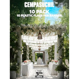 10 Pack White Papel Picado Banner 180 Ft (18 Ft X 10), 100% Made In Mexico, Papel Picado Blanco, White Mexican Banner, For Parties, Wedding, Baby Shower, Bautizos, Bodas, Birthdays | 10 Plastic Flags Per Banner |