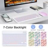 Wireless Keyboard And Mouse Combo, Rechargeable Bluetooth Keyboard & Mouse With 7 Color Backlit And 2.4 Ghz Wireless Usb Receiver, Compatible With Phone, Ipad, Pc, Laptop, Windows/Ios/Android, Pink