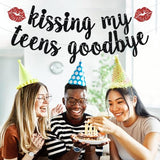 Kissing My Teens Goodbye Banner, Happy 20th Birthday Decorations, Funeral for My Youth/20&Fabulous, Happy 20 Years Old Birthday Anniversary Party Decoration Supplies