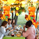2 Set Fall Pumpkin Balloon Column Kit 177Pcs Autumn Maple Leaf Tower Decor