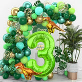 Dinosaur Number 3 Ballloon, 40 Inch Green Number 3 Balloon, Mini Dino Foil Balloons Baby Dinosaur Balloons For Kid Dino Theme Jungle 3Rd Birthday Baby Shower Party Decorations