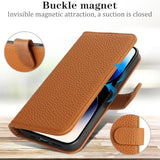 Genuine Leather Wallet Case for iPhone 14 Pro 6.1" with 4 Card Slots and RFID Blocking - Amber