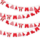 2 Pcs 6Ft Santa'S Clothesline Garland For Christmas Decoration Felt Santa Hat Top Pants Socks Underwear Hanging Decor Door Wall Window For Xmas Holiday Party Favor Supplies