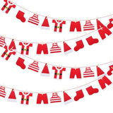 2 Pcs 6Ft Santa'S Clothesline Garland For Christmas Decoration Felt Santa Hat Top Pants Socks Underwear Hanging Decor Door Wall Window For Xmas Holiday Party Favor Supplies