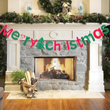 Merry Christmas Banner-Red And Green Merry Christmas Sign Felt Garland For Christma Party Decorations