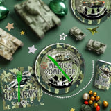 Military Army Party Decorations Tableware - Army Birthday Party Supplies, Plate, Cup, Napkin, Disposable Cutlery, Camo Camouflage Army Military Soldier Theme Birthday Decorations | 24 Guests