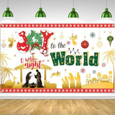 Christmas Joy To The World Backdrop Banner For Religious Christmas Party Decoration, O Holy Night Nativity Scene Background, Jesus Is The Reason For The Season