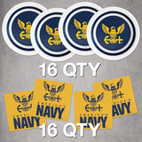 Havercamp U.S. Navy Party for 16 guests! Includes 16 ea. 7” Dessert Plates and Beverage Napkins in the Official U.S. Navy Crest and Logo.
