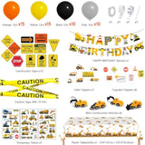 Construction Birthday Party Decorations - Construction Balloon Arch Kit,12 Wall Decor Sign,Yellow Caution Tape,4 Mini Construction Vehicle,Tattoos,Banner,Tablecloth,Cake Topper,For Kids Birthday Party