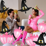14Pc Halloween Foil Balloons – Witch Hat & Princess Crown Party Decorations