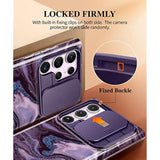 Slim Marble Design Shockproof with Slide Camera Cover Compatible with Samsung Galaxy S23 Ultra Case