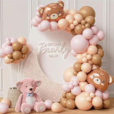 Pink & Brown Bear Balloon Arch Kit – 121pcs Baby Shower and Birthday Party Decorations