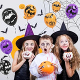 60Pc Halloween Balloons β 12" Black Orange Purple with Pumpkin, Ghost & Bat