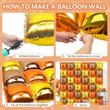 36PCS Orange Gold Brown Square Foil Balloons Backdrop Arch Kit for Fall Party Decor