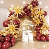 158Pcs Burgundy and Gold Balloon Garland Arch Kit Party Decorations