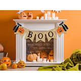 Halloween Burlap Banner with Glitter Pumpkin Boo Bunting Flag Rustic Garland for Party Decor