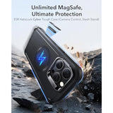 iPhone 16 Pro Case with Stand, 23FT Drop Protection, MagSafe, Cyber Series, Black