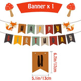 Fox Theme Birthday Party Supplies Decorations, 48Pcs Fox Party Supplies Kit Includes Fox Happy Birthday Banner, Fox Balloons And Various Party Tableware Supplies With Cartoon Fox For Kids Boys Girls