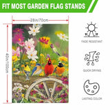 Spring Hummingbirds House Flag 28 X 40 Double Sided, Flower Birds Decorative Garden Flags For Anniversary Yard Outside Seasonal Decoration